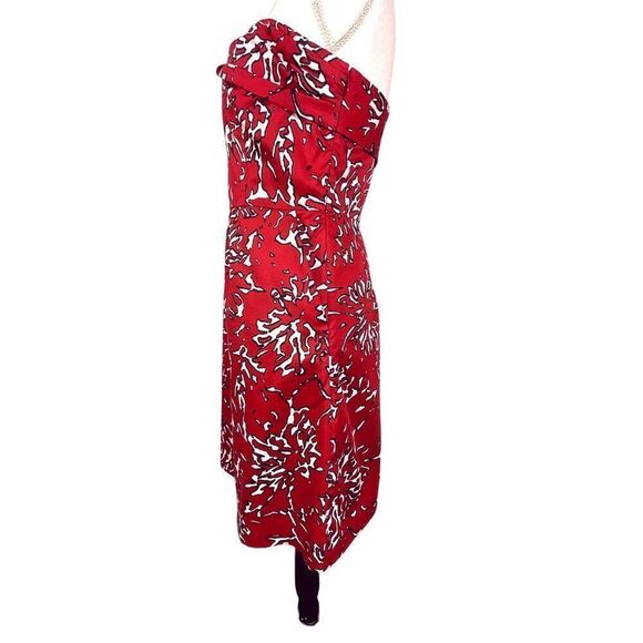 The Limited Strapless Red, Black & White Coral Print Dress Size 6, Pockets, Line - Picture 3 of 14